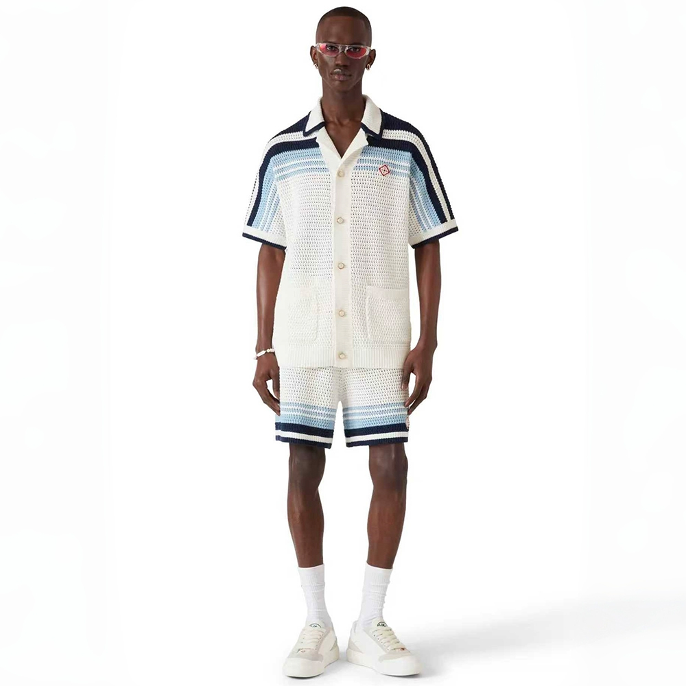 NIGO Casablanca Woven Striped Sweater Short-sleeved Shirt Shorts #nigo335805