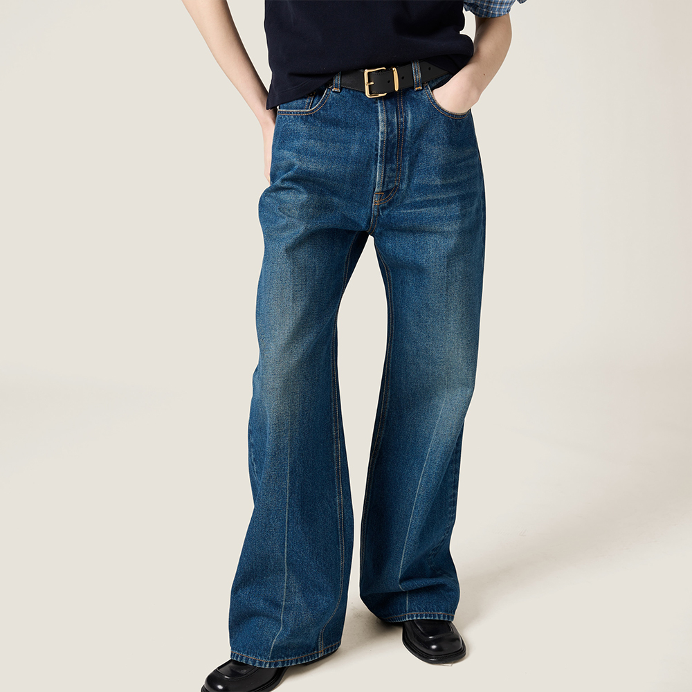 NIGO MiuMiu Navy Washed Denim Flared Jeans #nigo335826