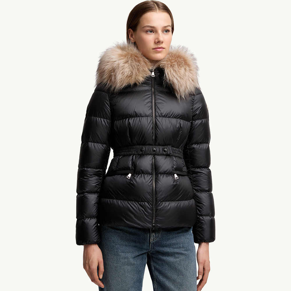 NIGO Moncler Black Beige Boed Hooded Shearling Trimmed Short Down Jacket Short Down Jackets #nigo293421