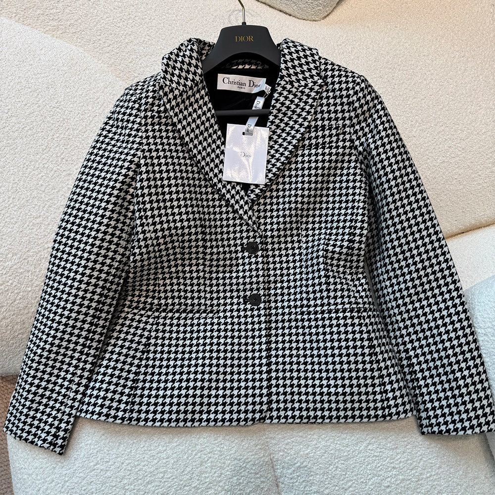 NIGO DIOR 30 Montaigne Bar Jacket Black and White Single Breasted Houndstooth Wool  #nigo326752