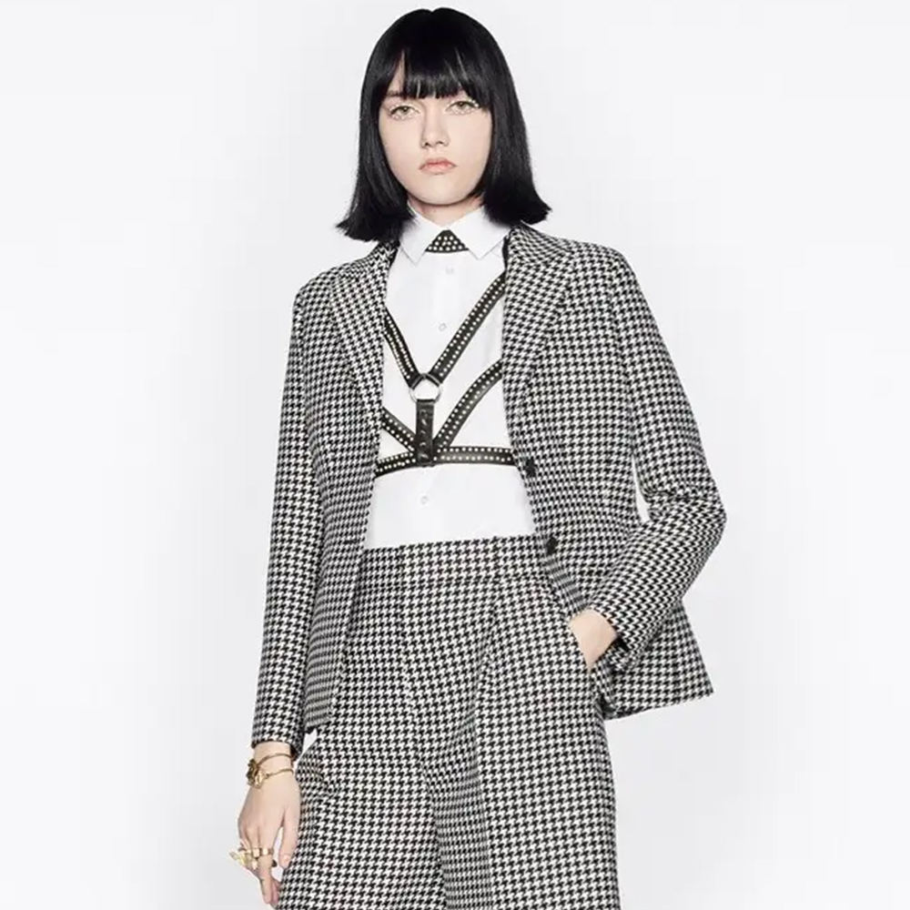 NIGO DIOR 30 Montaigne Bar Jacket Black and White Single Breasted Houndstooth Wool  #nigo326752