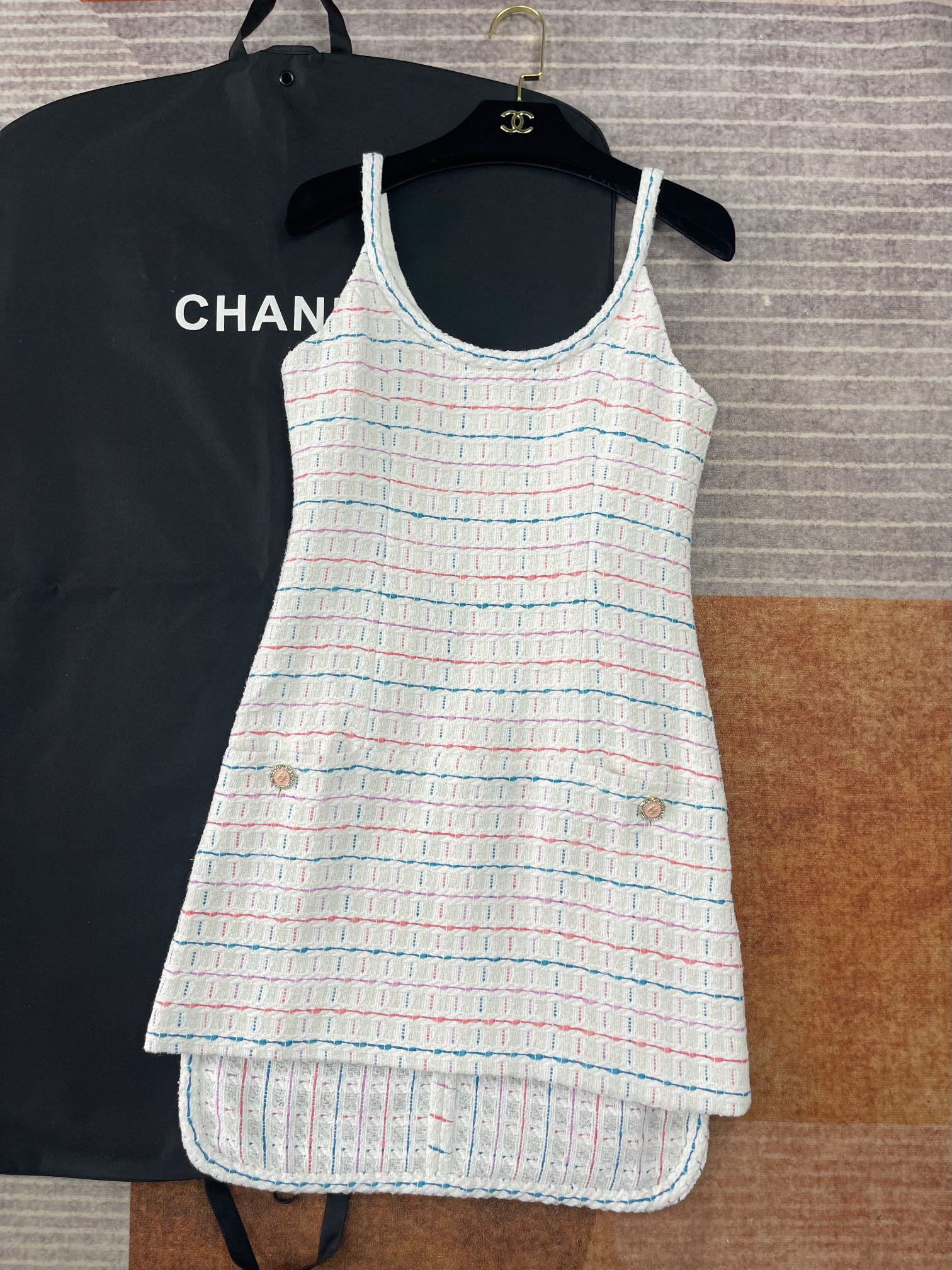 NIGO Chanel Dress Tweed White Blue Purple Pink #nigo335874