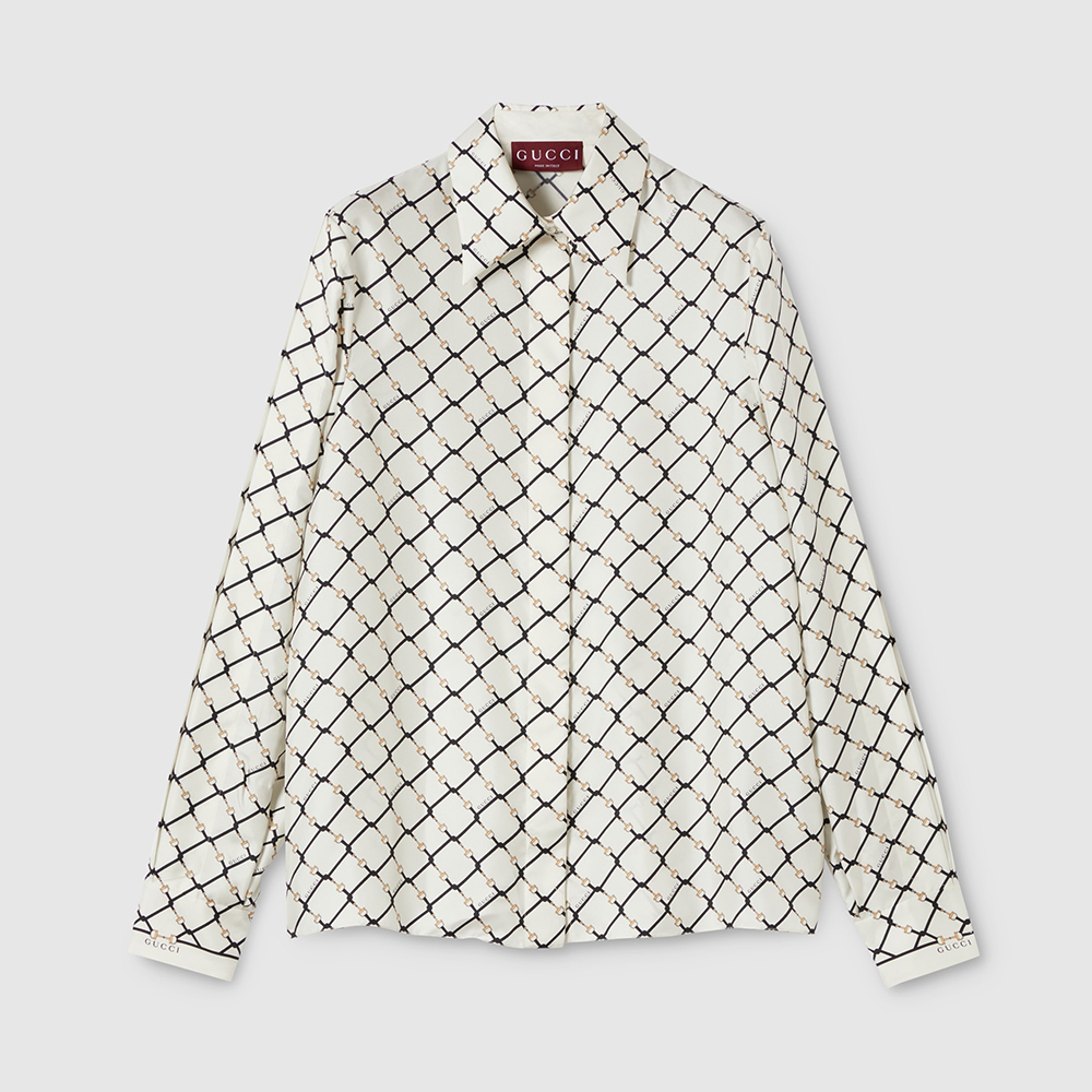 NIGO Gucci Printed Silk Twill Shirt in White #nigo335907