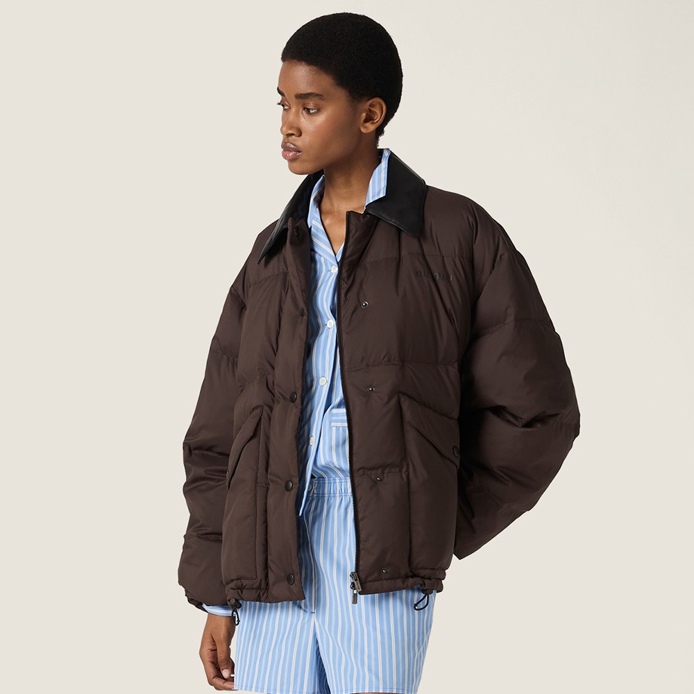 NIGO MiuMiu Ebony Technical Pongé Cropped Down Jacket  #nigo335949