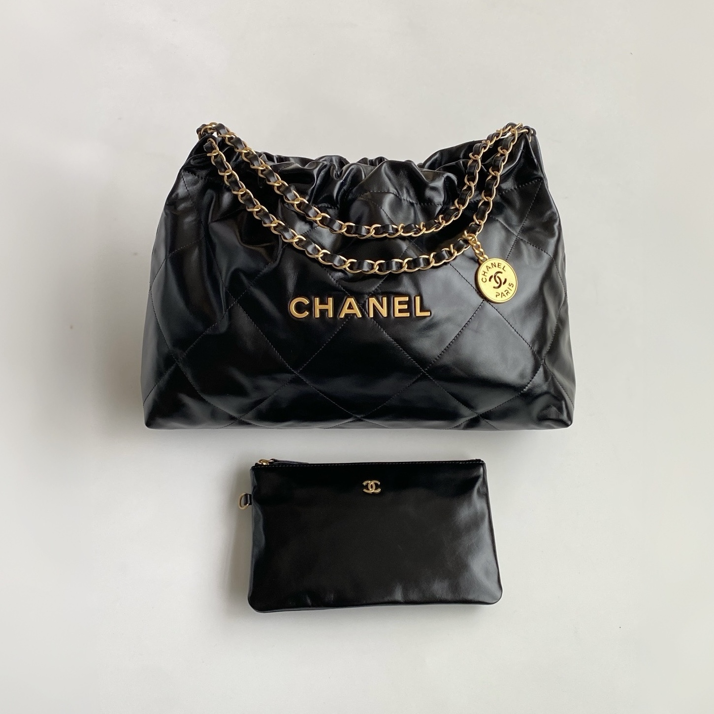 NIGO Chanel Maxi Shopping Bag Shint Calfskin Glold Tone Metal Black #nigo335960
