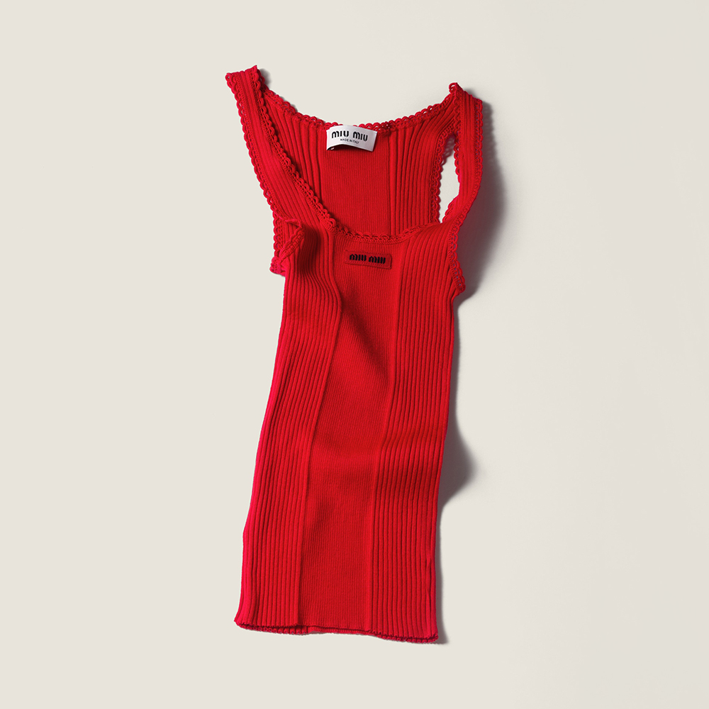 NIGO MiuMiu Red Ribbed Knit Wool Tank Top #nigo335841
