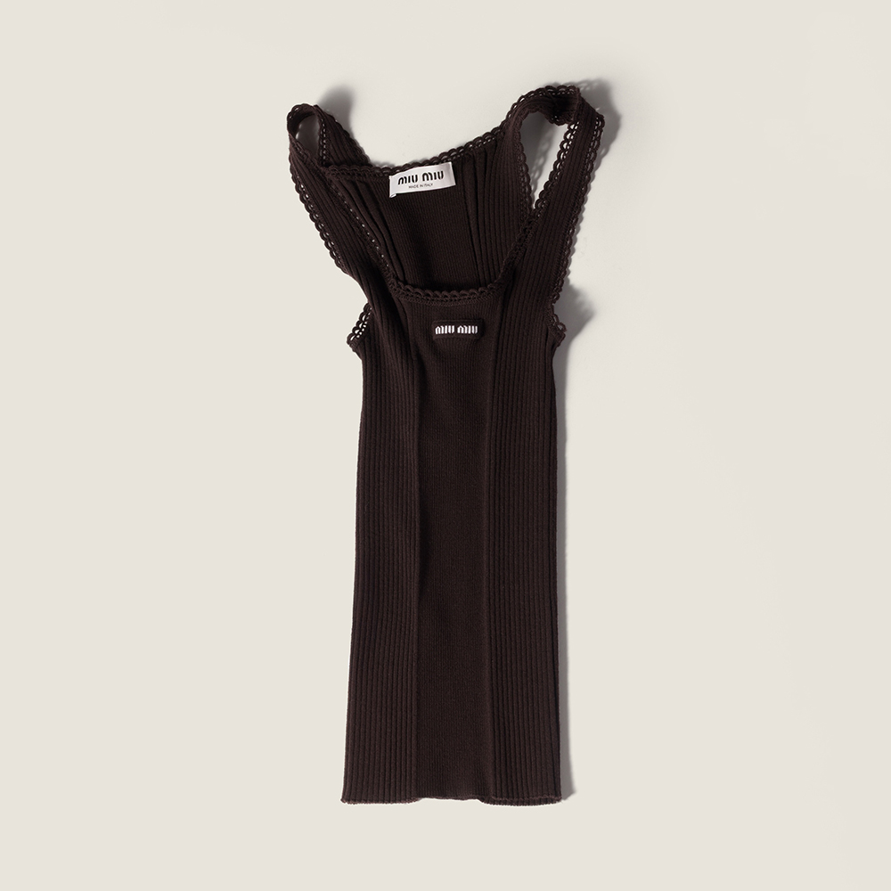 NIGO MiuMiu Red Ribbed Knit Wool Tank Top #nigo335841