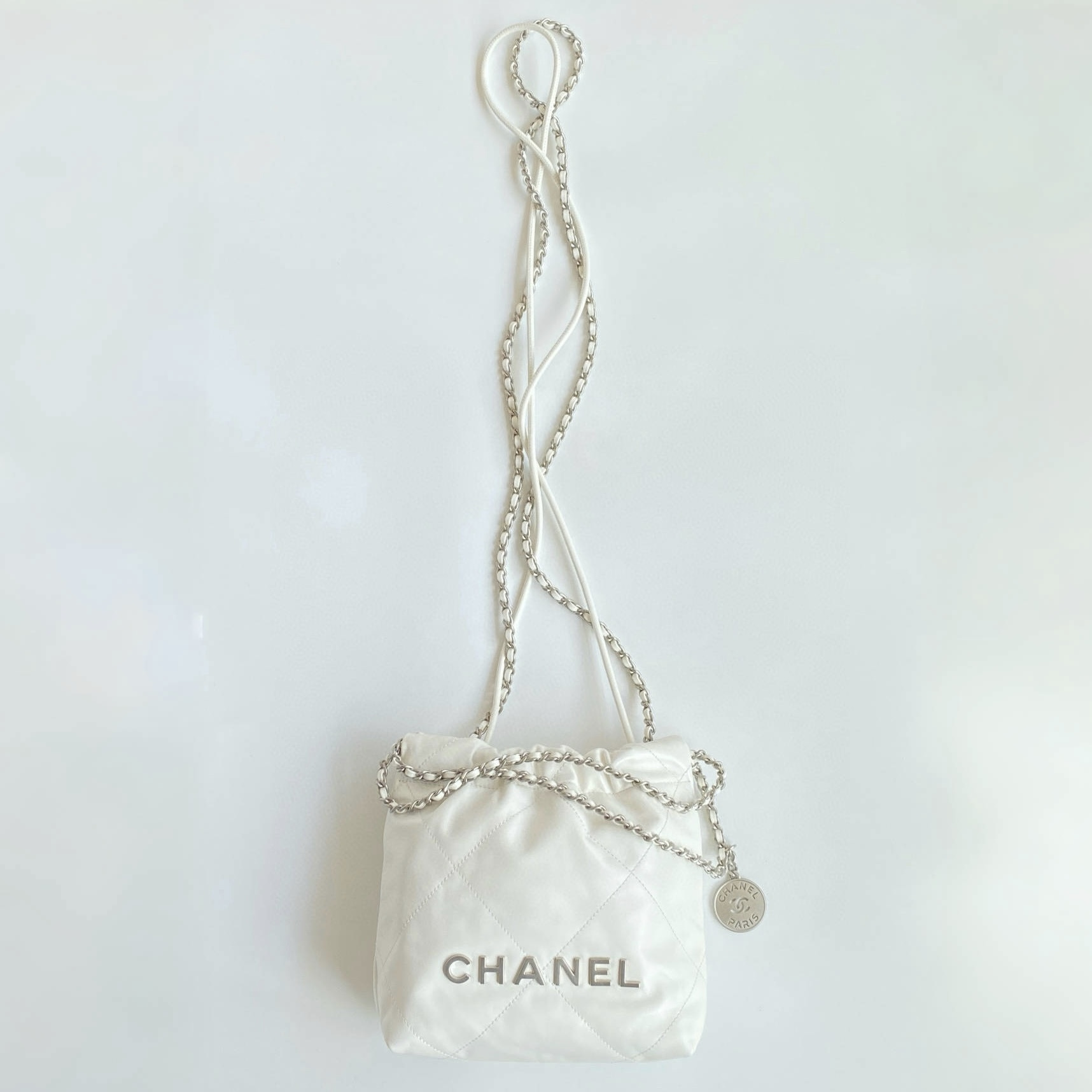 NIGO Chanel 22 Mini Handbag Shiny Calfskin Gold-tone Metal #nigo319128