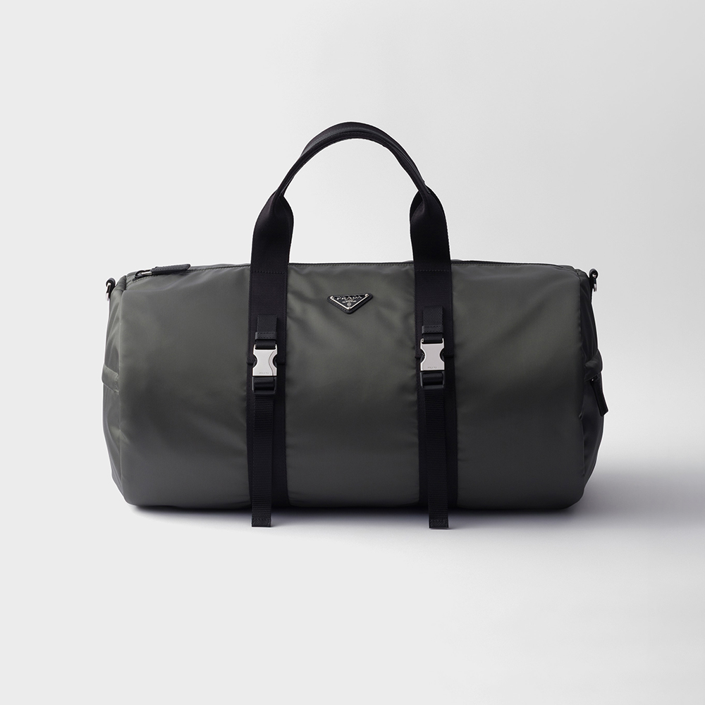 NIGO Prada Black Re-nylon and Saffiano Leather Duffle Bag #nigo335984