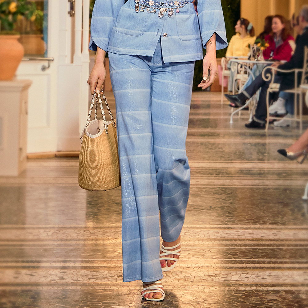 NIGO Chanel Jeans Layered Patchwork Denim Light Blue and White #nigo336016