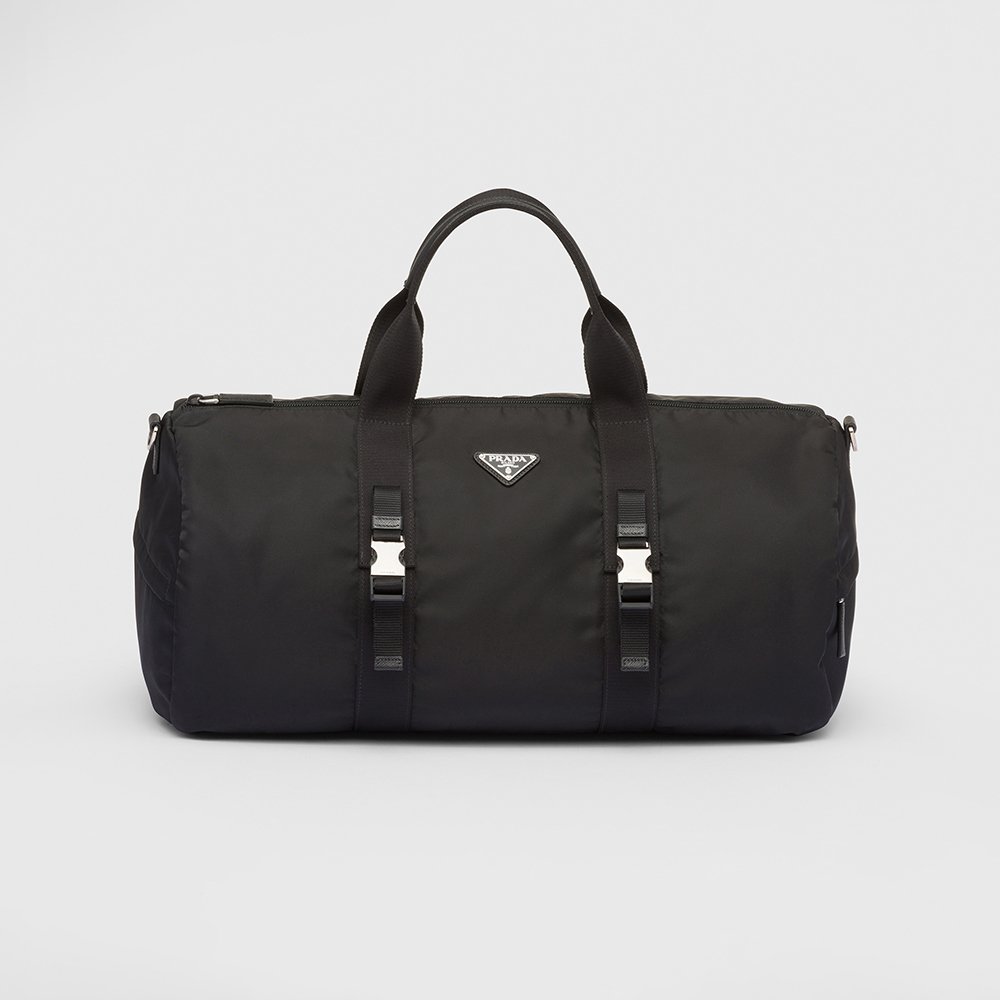 NIGO Prada Black Re-nylon and Saffiano Leather Duffle Bag #nigo335984