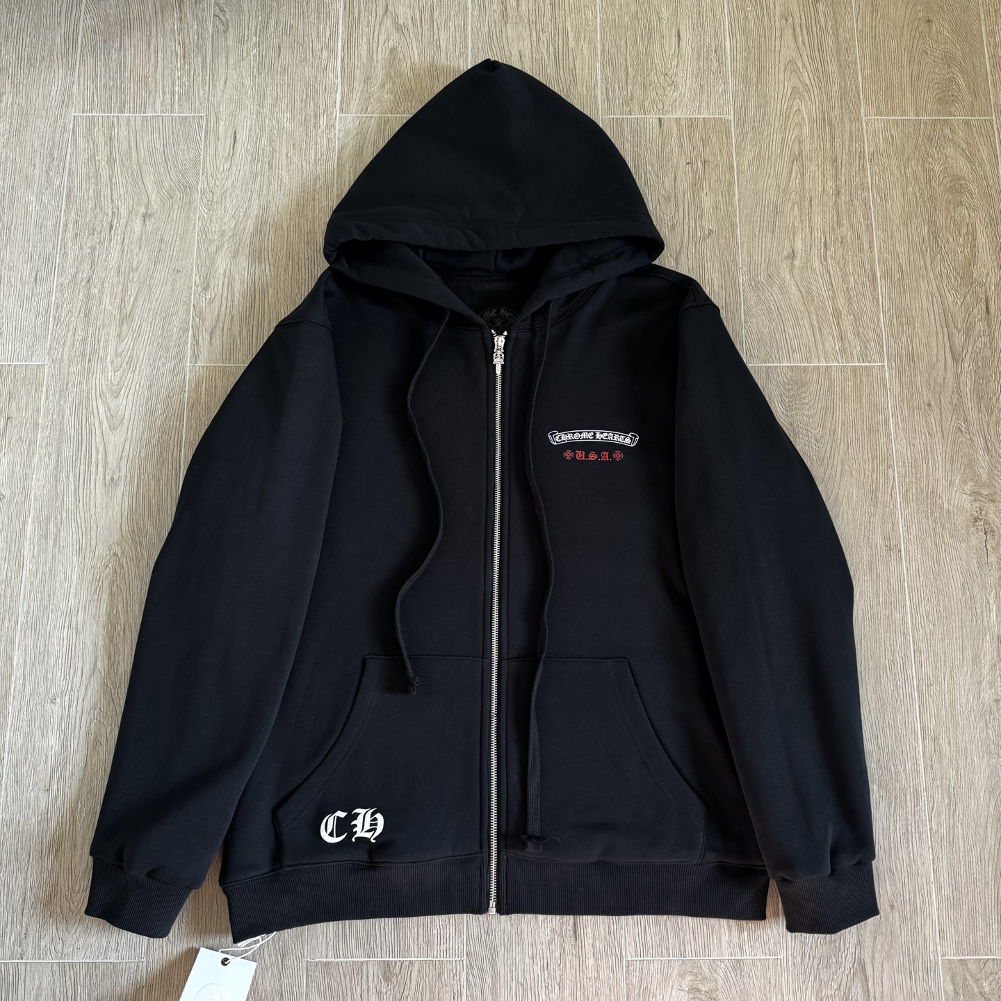 NIGO Chrome Hearts Distressed American Flag Zip Hooded Sweatshirt #nigo336049