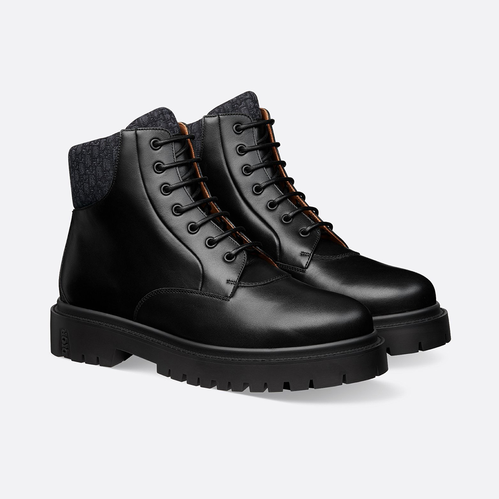 NIGO DIOR Dior Explorer III Ankle Boot Black Smooth Calfskin and Black Dior Oblique Jacquard #nigo336112
