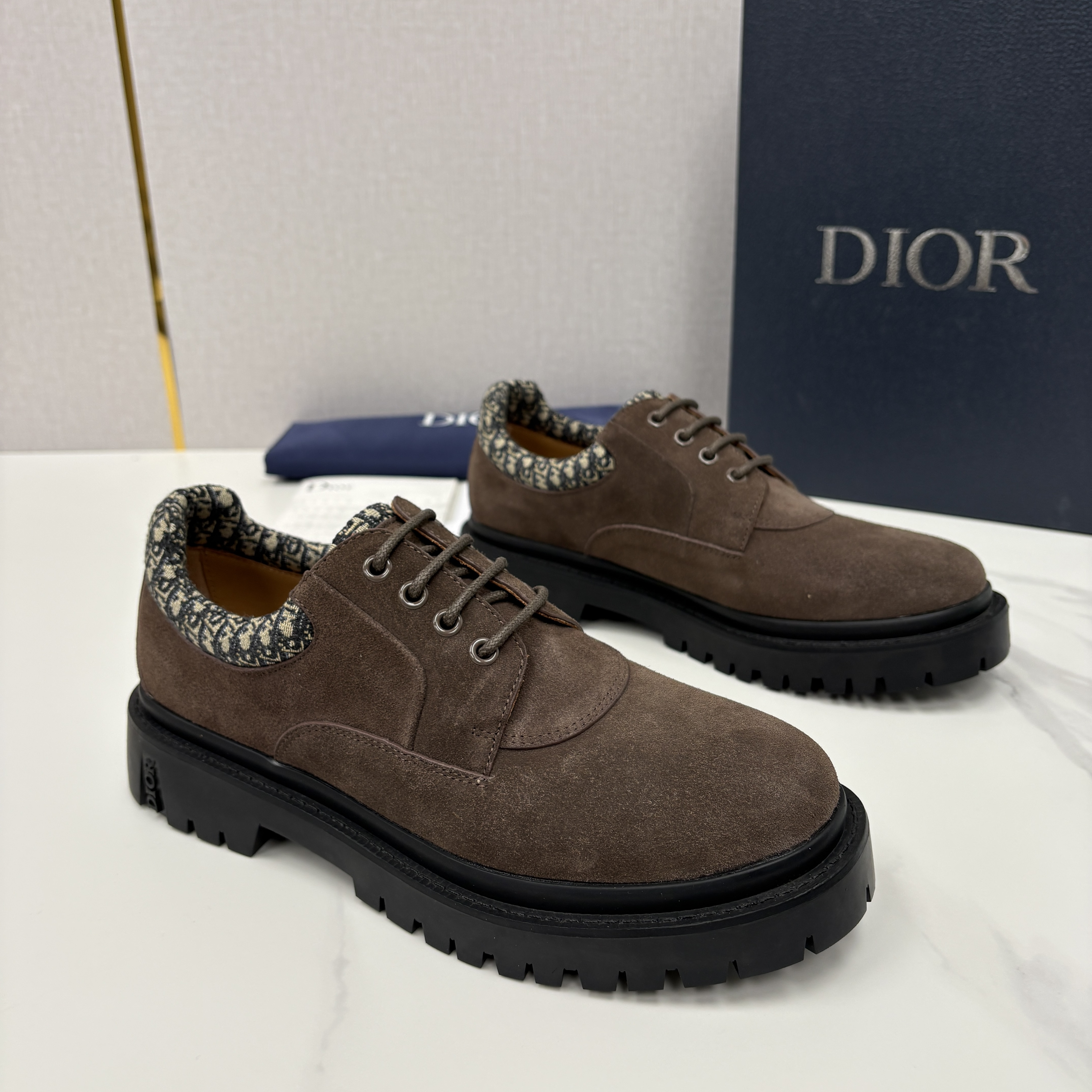 NIGO DIOR Dior Explorer III Derby Shoe Black Smooth Calfskin and Black Dior Oblique Jacquard #nigo336111