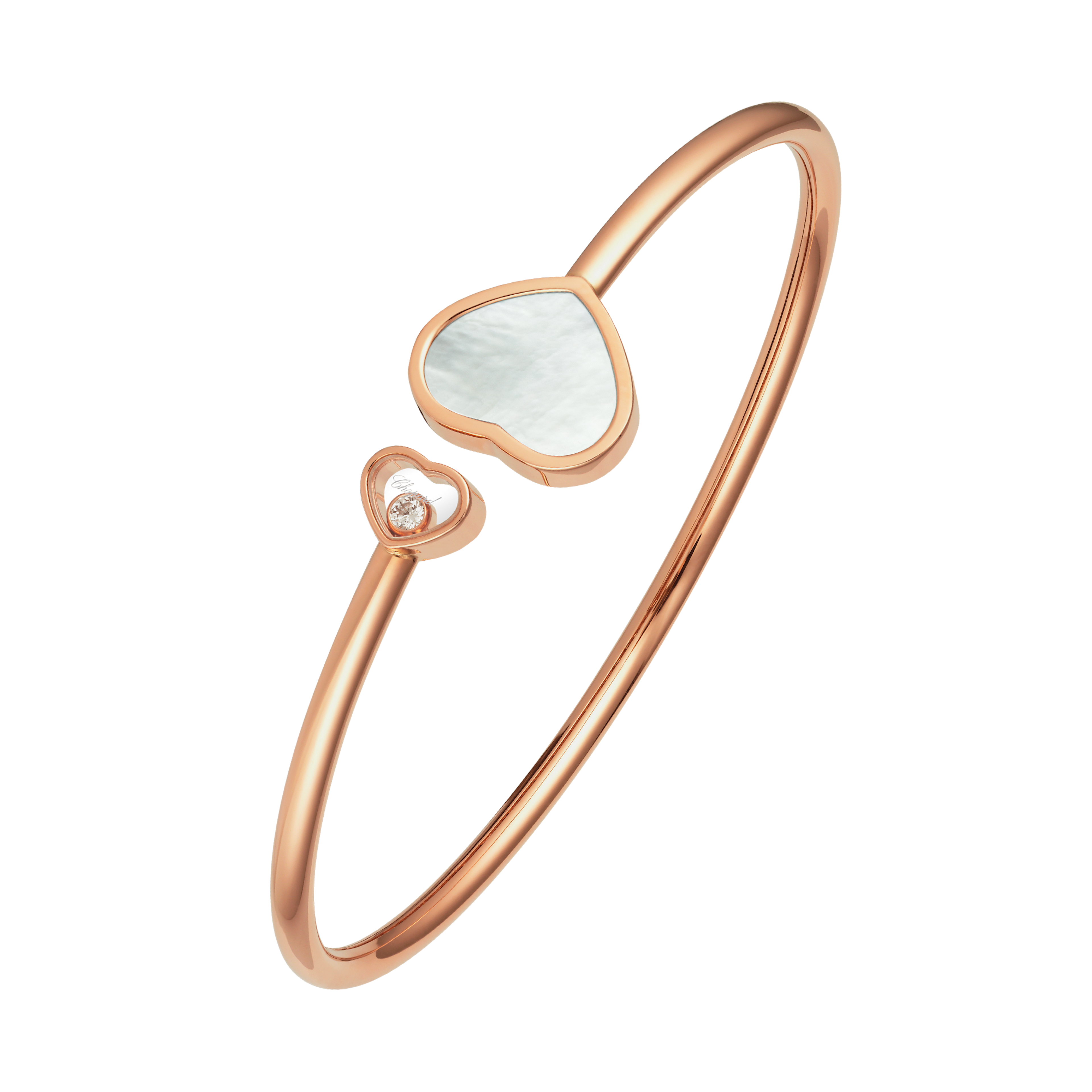 NIGO Chopard Happy Hearts 18K Rose Gold Diamond and Mother of Pearl Bangle Women's Bracelet #nigo305767