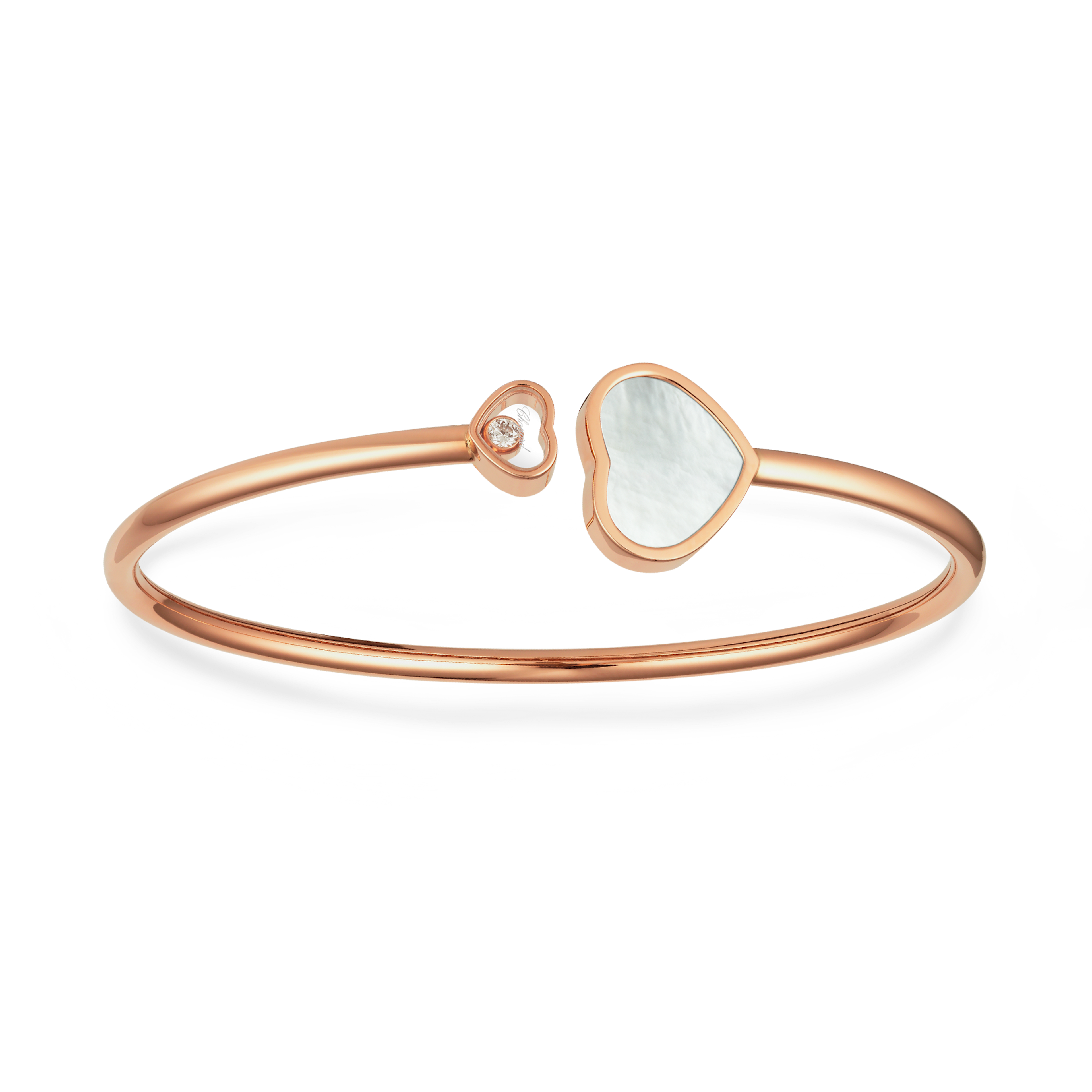 NIGO Chopard Happy Hearts 18K Rose Gold Diamond and Mother of Pearl Bangle Women's Bracelet #nigo305767