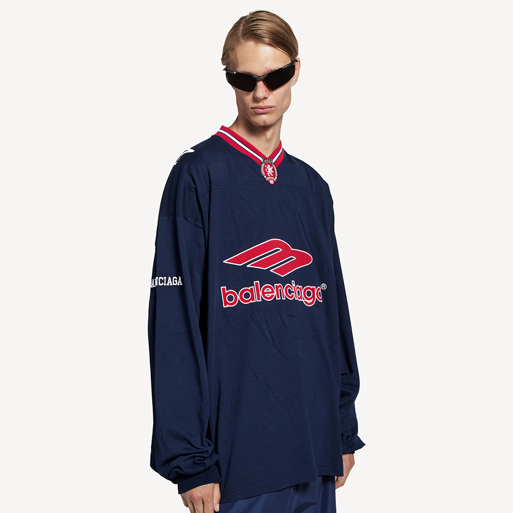 NIGO Balenciaga Top-Quality Version Men's 3b Football Long Sleeve V-neck T-shirt Black Anthracite #nigo336375