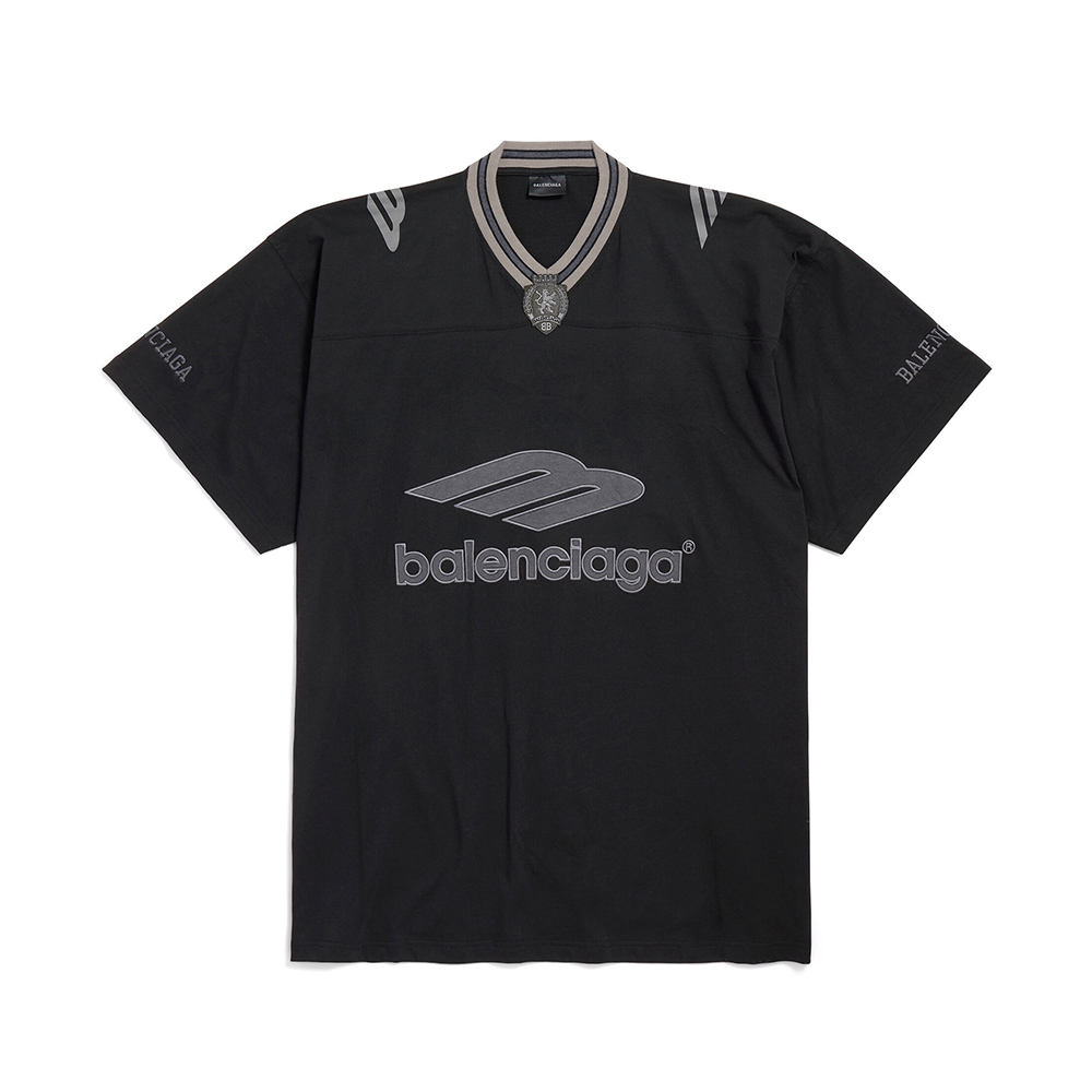 NIGO Balenciaga Top-Quality Version Men's 3b Football V-neck T-shirt Oversized Black Anthracite  #nigo336374