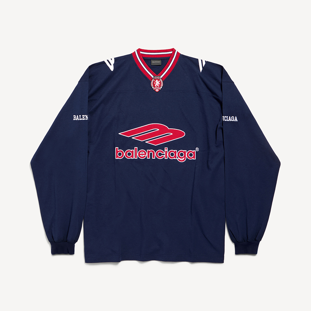 NIGO Balenciaga Top-Quality Version Men's 3b Football Long Sleeve V-neck T-shirt Black Anthracite #nigo336375