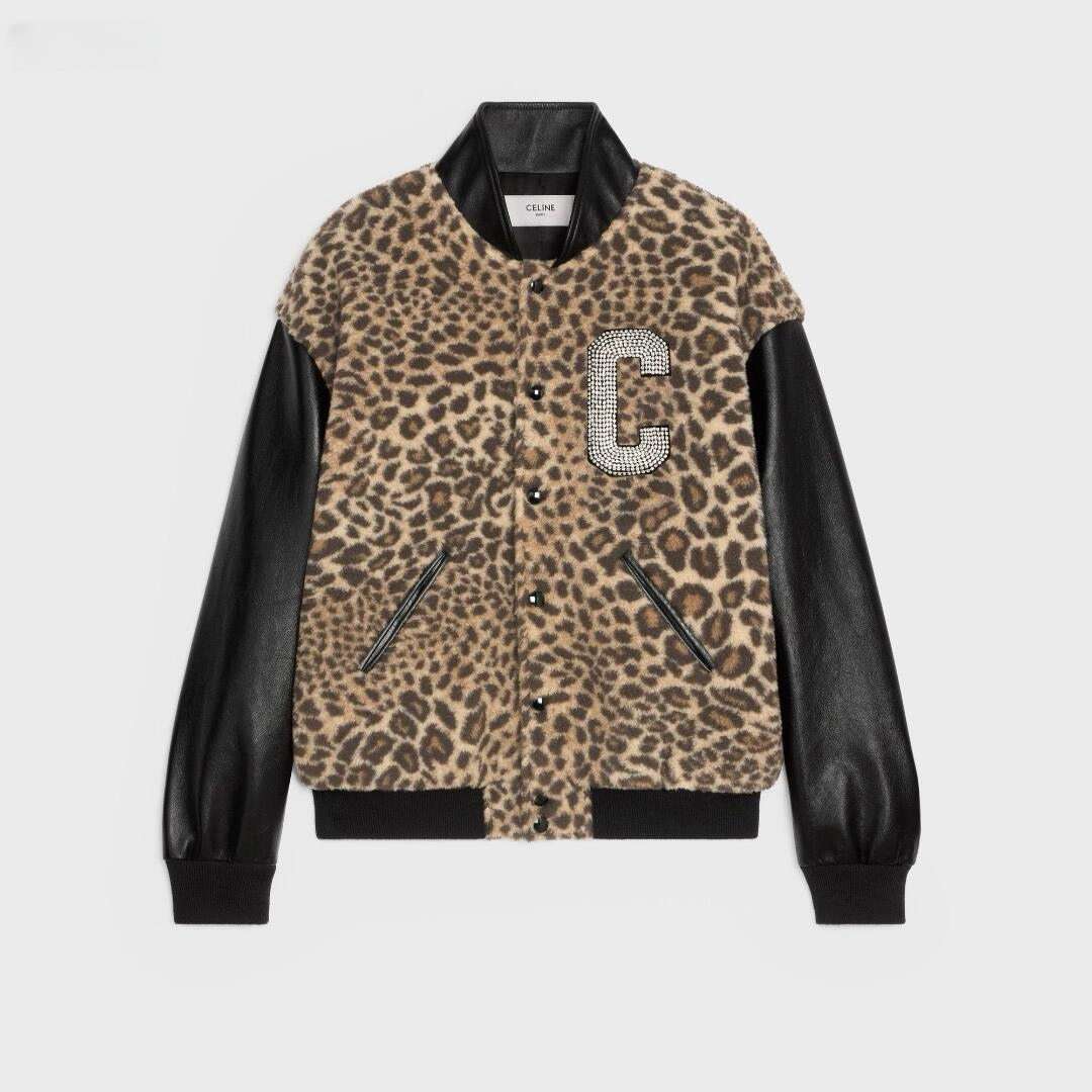 NIGO Celine Crystal-Embellished Leopard-Print Bomber Jacket #nigo336558
