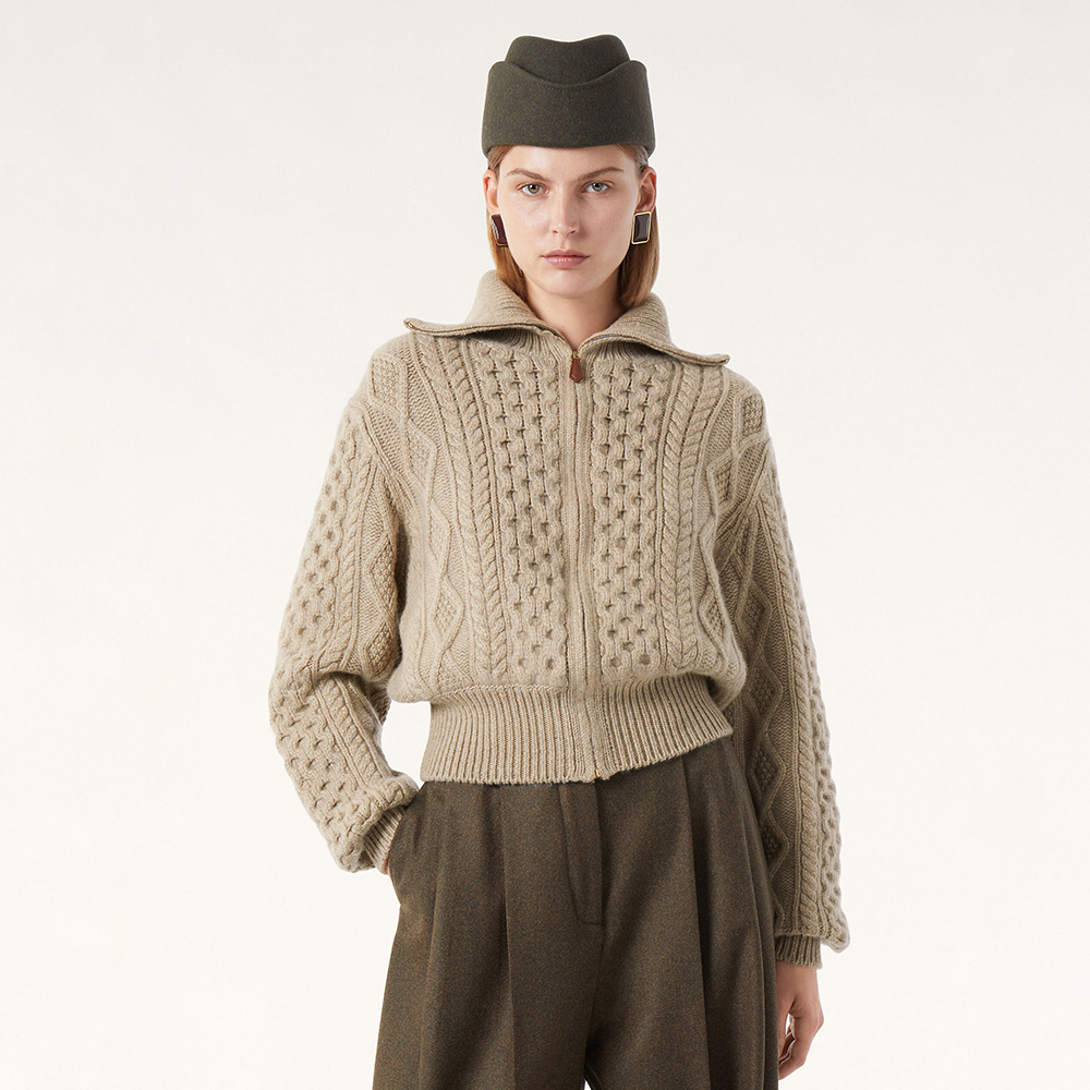 NIGO Loro Piana Eyre Cardigan Baby Cashmere Praline BrownMelange #nigo336655