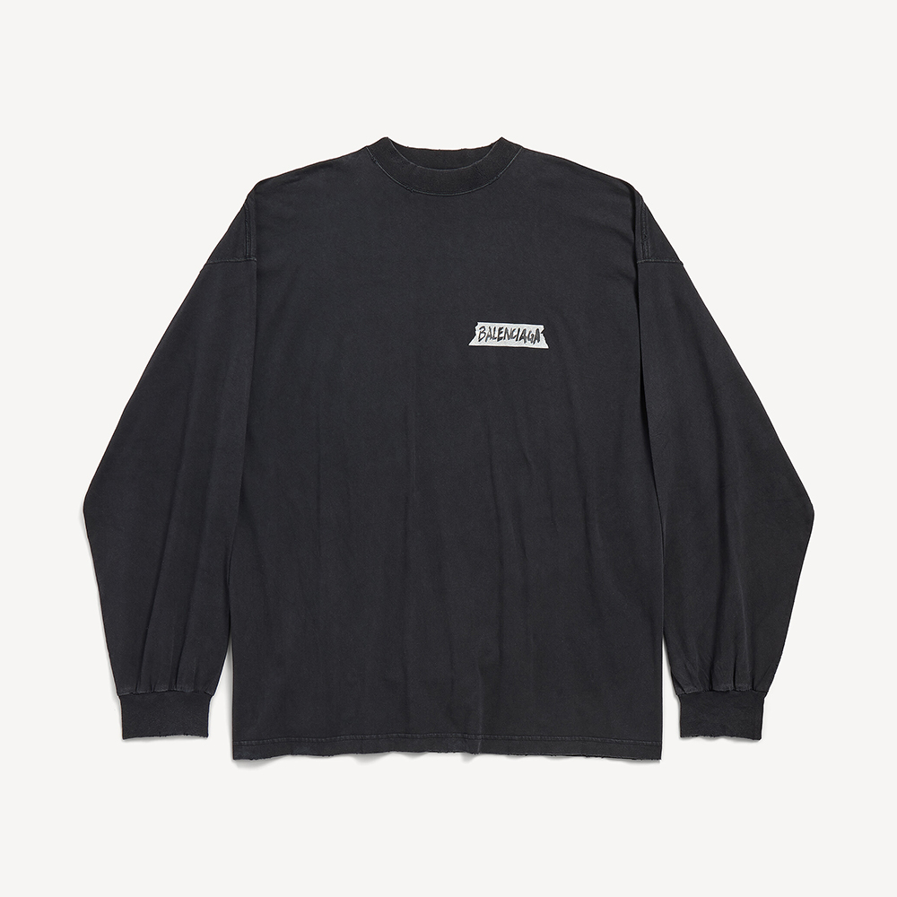 NIGO Balenciaga Top-quality Version Men's Masking Tape Long Sleeve T-shirt Large Fit in Faded Black #nigo336737
