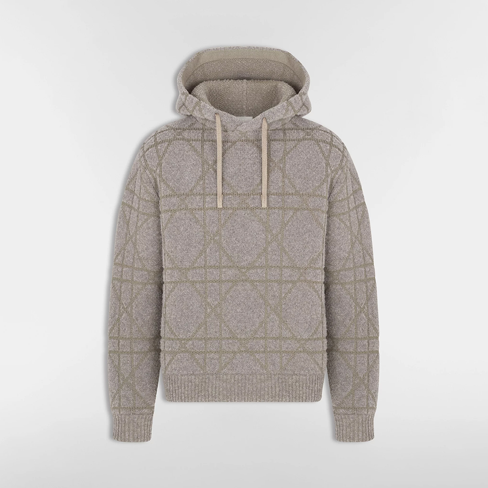 NIGO DIOR Cannage Hooded Sweatshirt Beige Cotton and Wool Blend Knit#nigo336735