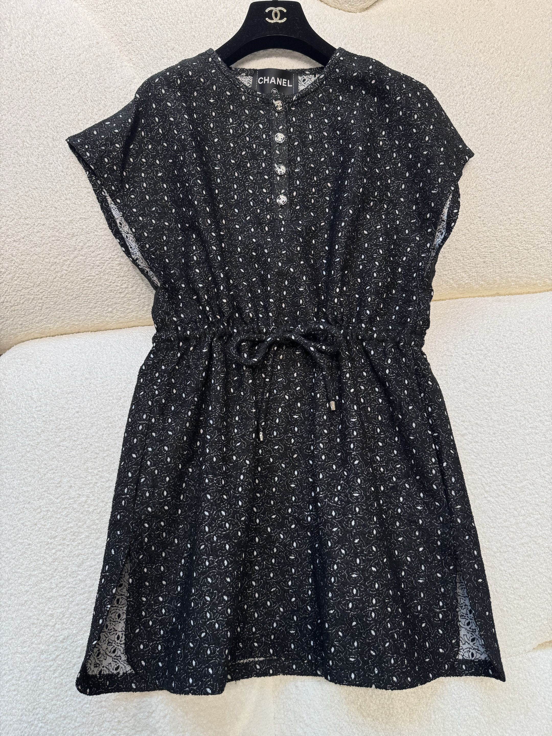 NIGO Chanel 25M Coco Beach Beach Series Round Neck Button First Embroidered Logo Short Sleeve Dress #nigo336789