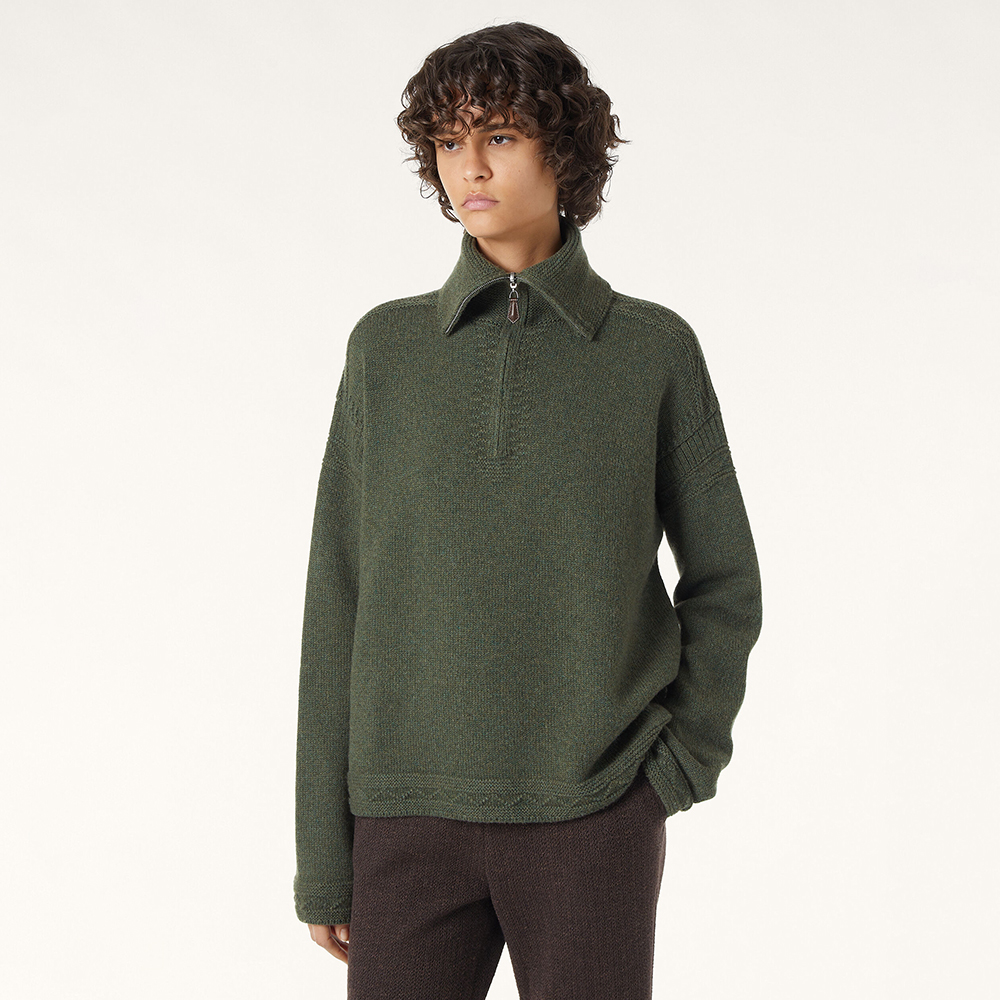 NIGO Loro Piana Carezza Sweater Cashmere Green Kelp Melange #nigo336654