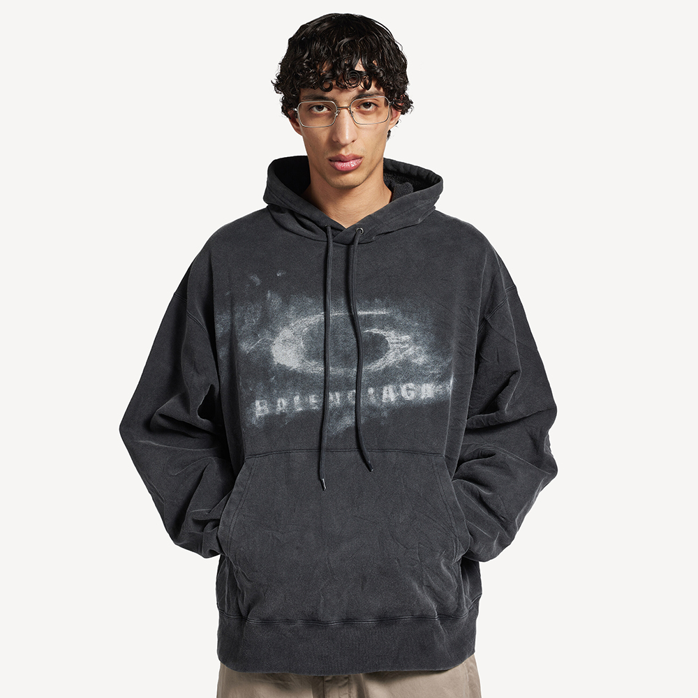 NIGO Balenciaga Men's Washed Crayon Loop Oversized Hoodie in Washed Black White #nigo336853