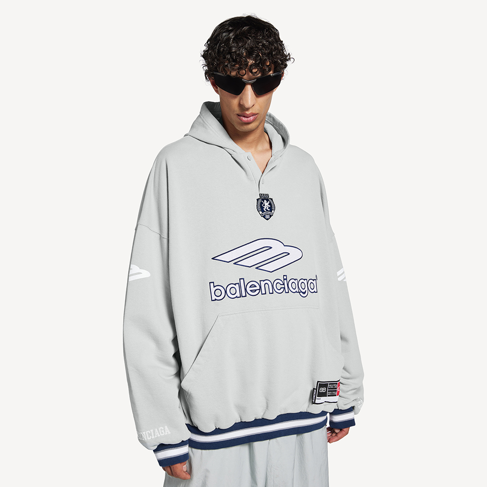 NIGO Balenciaga Top-quality Version Men's 3b Football Polo Hoodie in Grey white #nigo336845