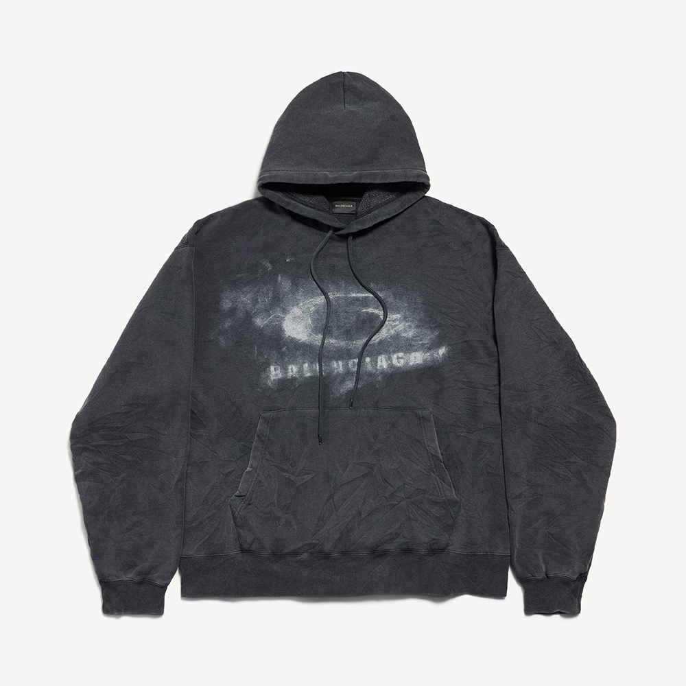 NIGO Balenciaga Men's Washed Crayon Loop Oversized Hoodie in Washed Black White #nigo336853