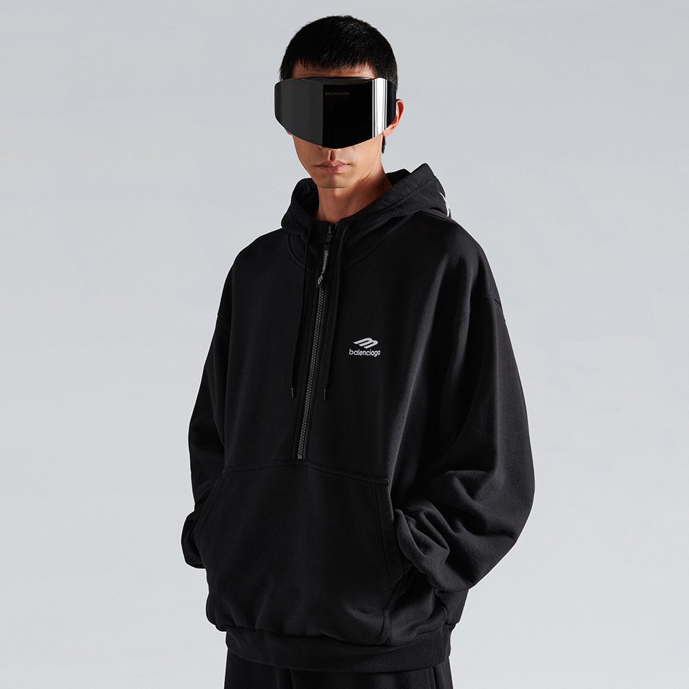 NIGO Balenciaga Top-quality Version Men's 3b Sports Icon Half-zip Hoodie in Washed #nigo336946