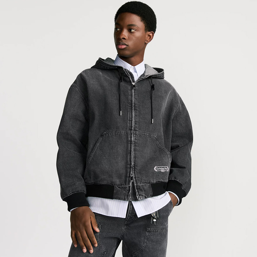 NIGO DIOR CD Box Hooded Blouson Jacket Gray Cotton Twill #nigo336938