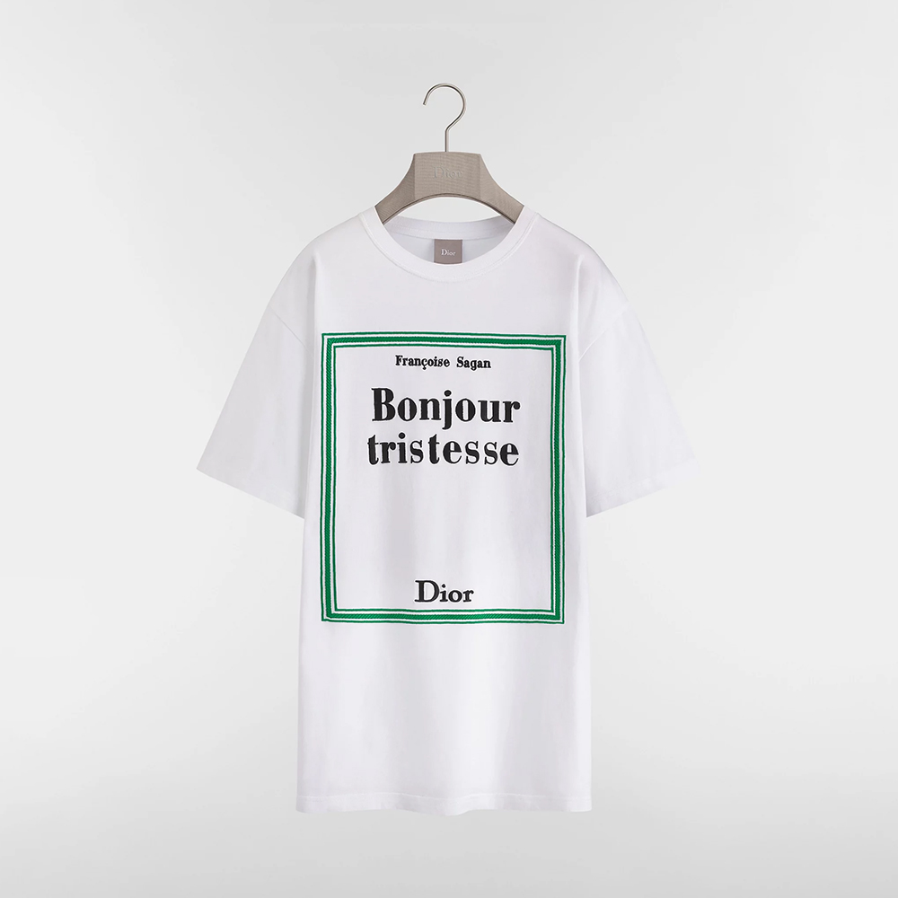 NIGO Dior T-Shirt with Book Cover Embroidery Relaxed Fit White and Green Cotton Jersey #nigo337069
