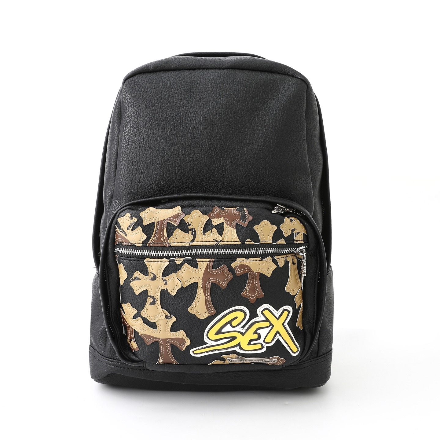 NIGO Chrome Hearts Solid Color Leather Zipper Leather Backpack Backpack #nigo336982