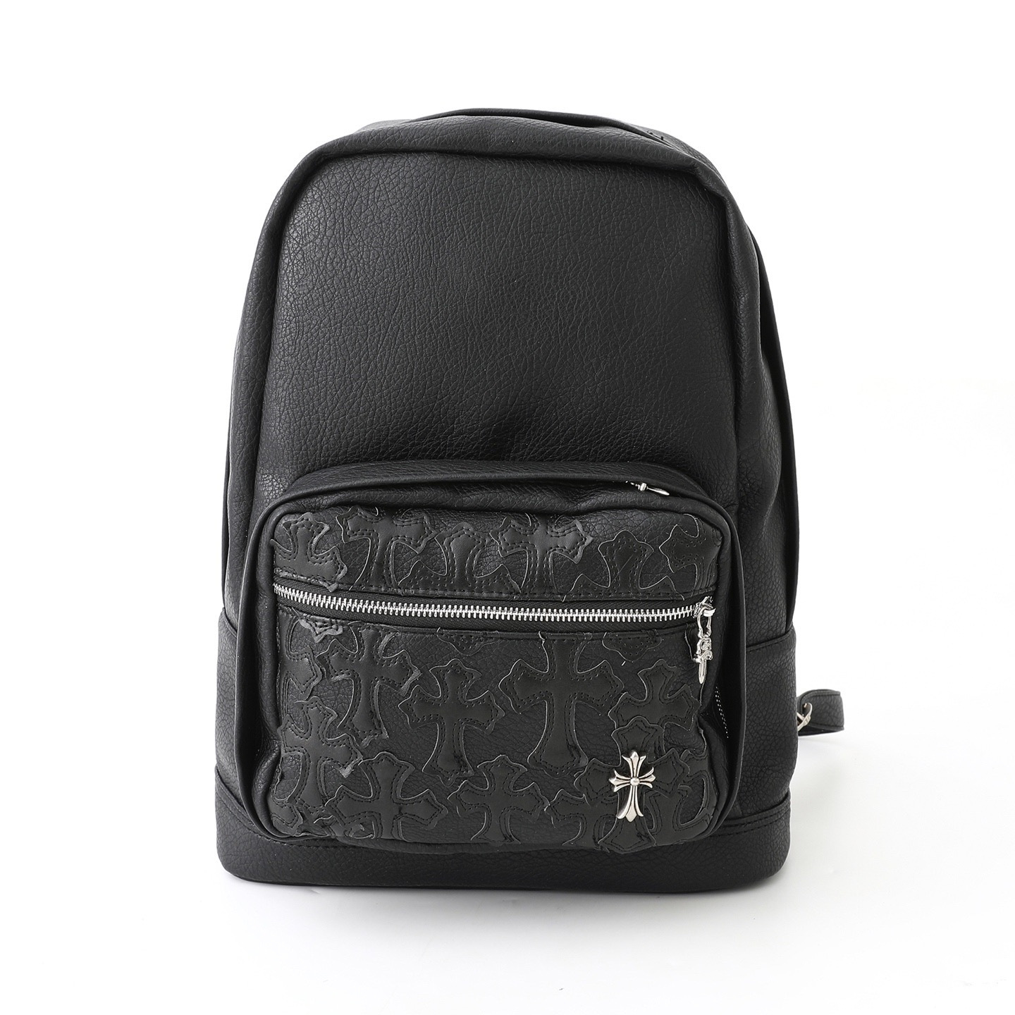 NIGO Chrome Hearts Solid Color Leather Zipper Leather Backpack Backpack #nigo336982