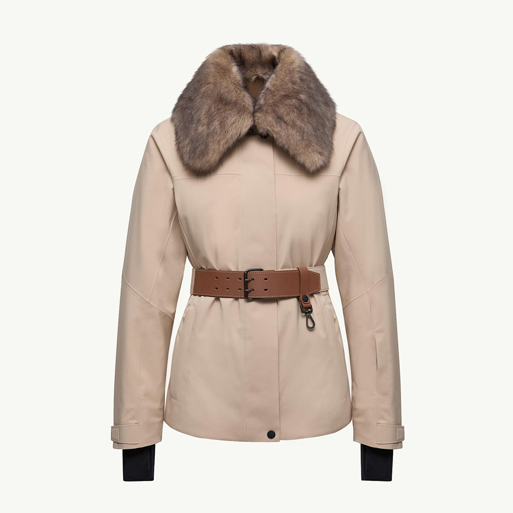 NIGO Moncler Light Beige Vizelles Shearling-Trimmed Ski Jacket Short Down Jackets Pants #nigo337131