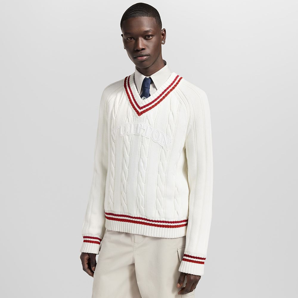 NIGO Louis Vuitton Preppy V-Neck Cable Pullover #nigo337099