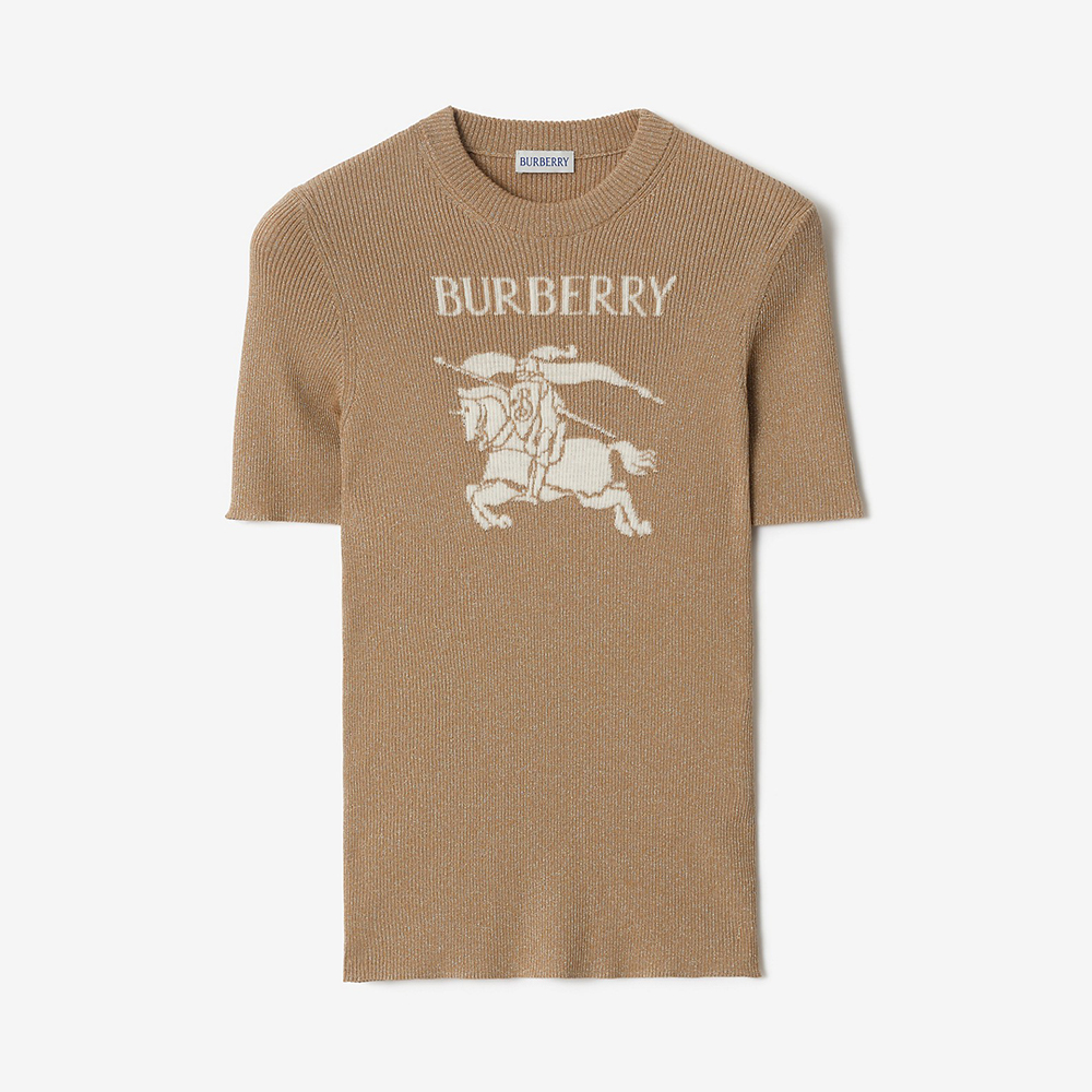 NIGO Burberry EKD Metallic Wool Blend Top in Archive Beige Gold #nigo337142