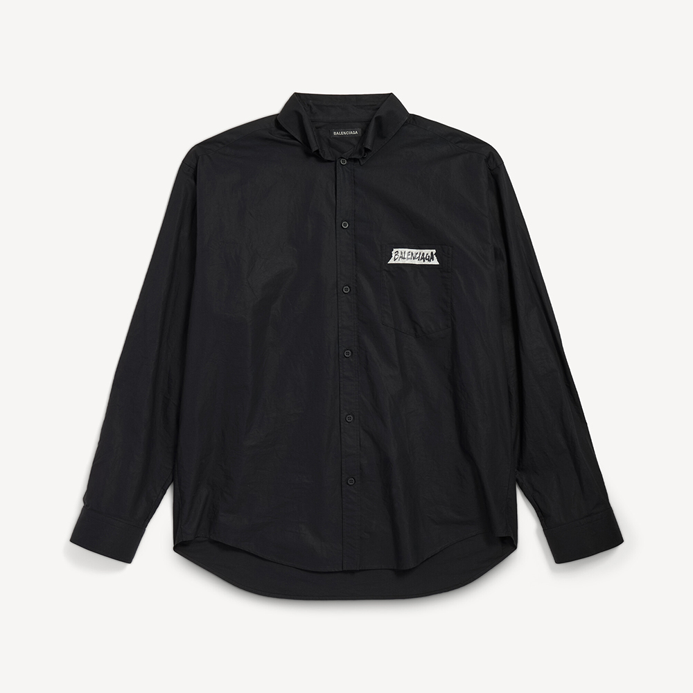 Balenciaga Men's Masking Tape Long Sleeve Shirt Large Fit in Black #nigo337143