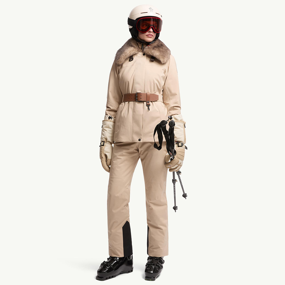 NIGO Moncler Light Beige Vizelles Shearling-Trimmed Ski Jacket Short Down Jackets Pants #nigo337131