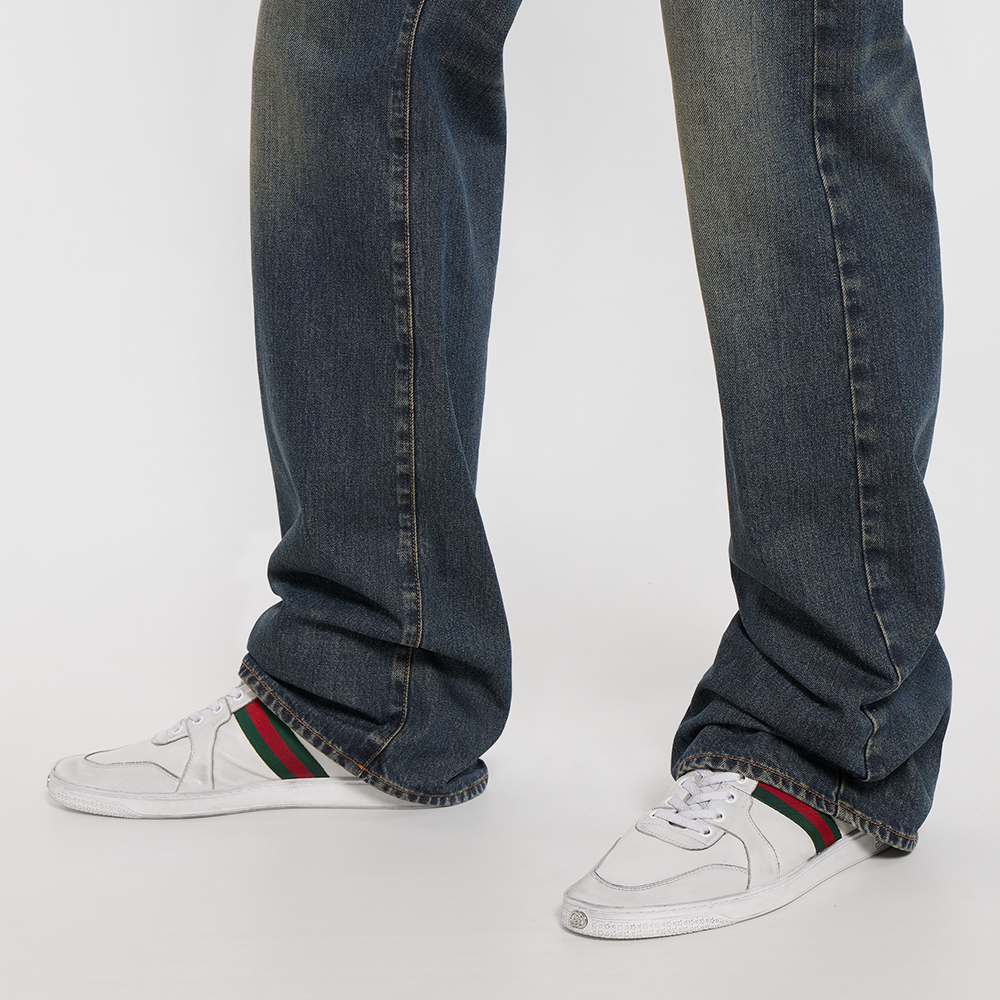 NIGO Gucci Men's Stretch High-top Sneaker in White Leather #nigo337175