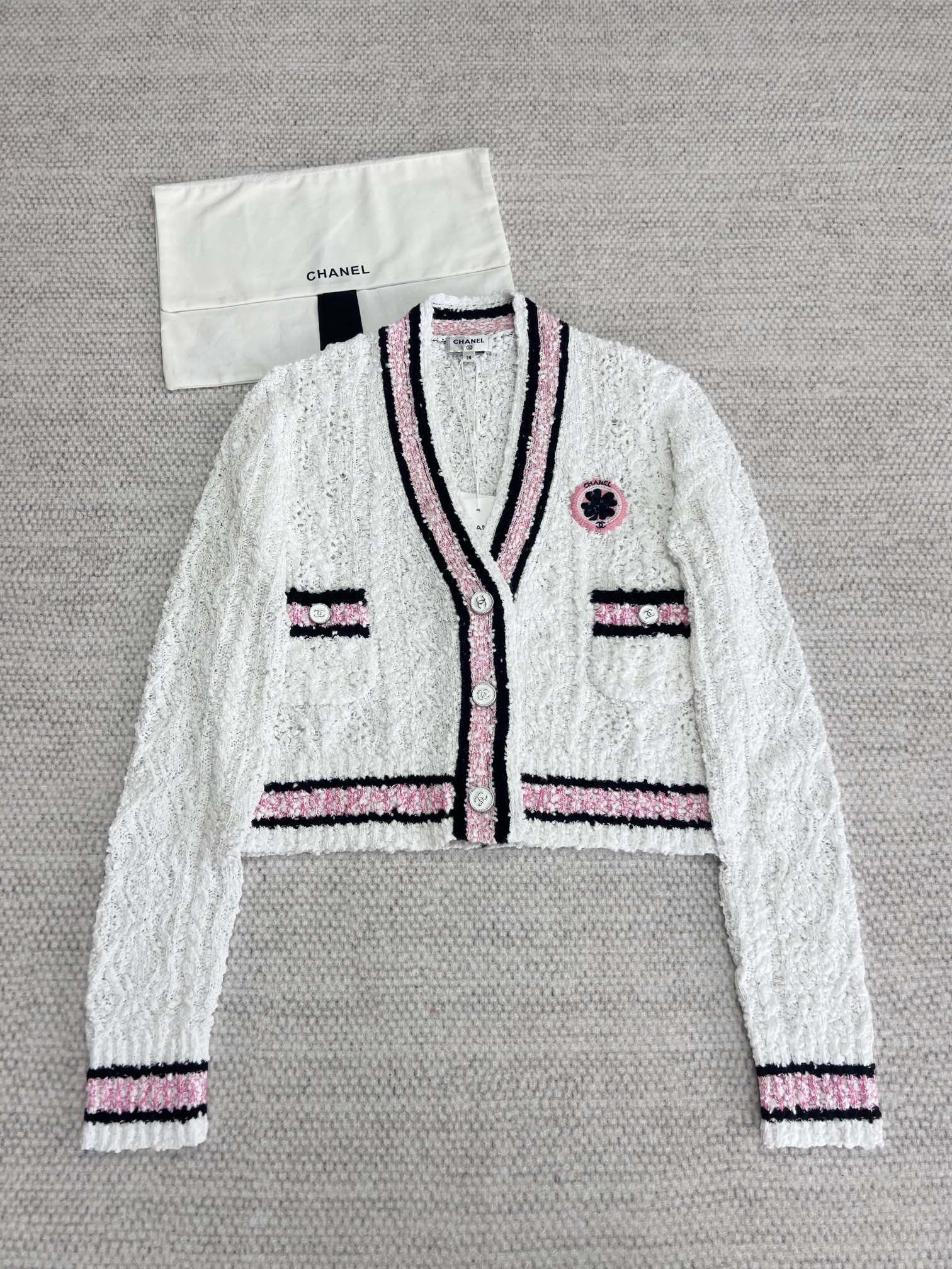NIGO Chanel CC Logo Four Leaf Clover Cardigan #nigo303056