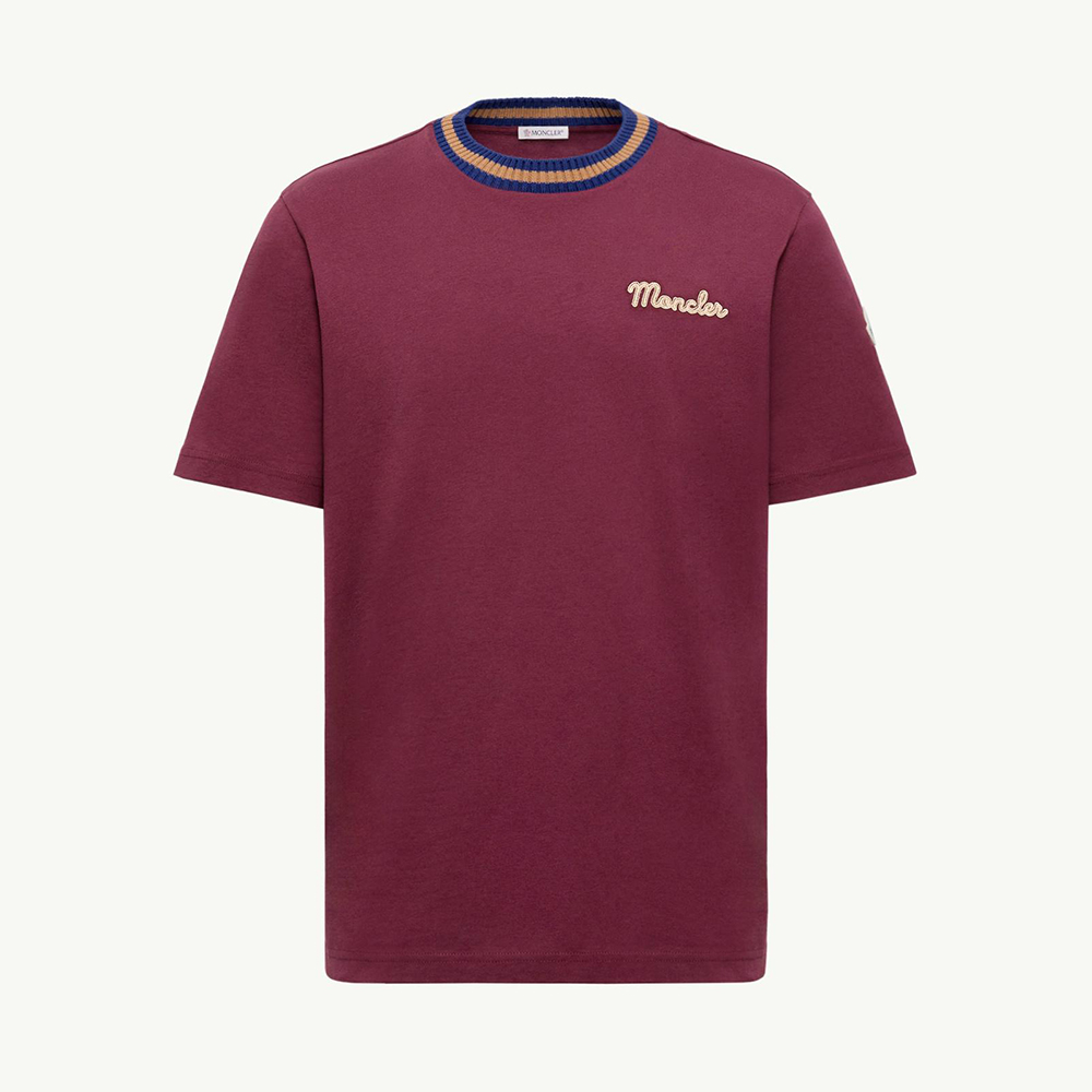 NIGO Moncler Burgundy Embroidered Logo Cotton T-Shirt Polos T-shirts #nigo375498