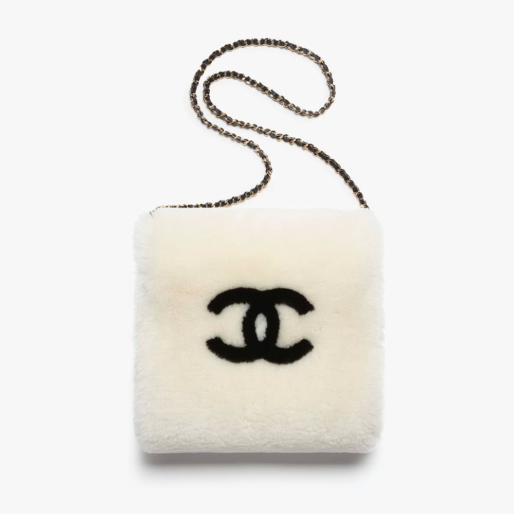 NIGO Chanel Top-quality Version Muff Shearling Lambskin Black Ecru #nigo336792