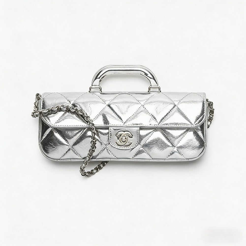 NIGO Chanel Large Flap Bag With Top Handle Metallic Mirror Calfskin #nigo375534