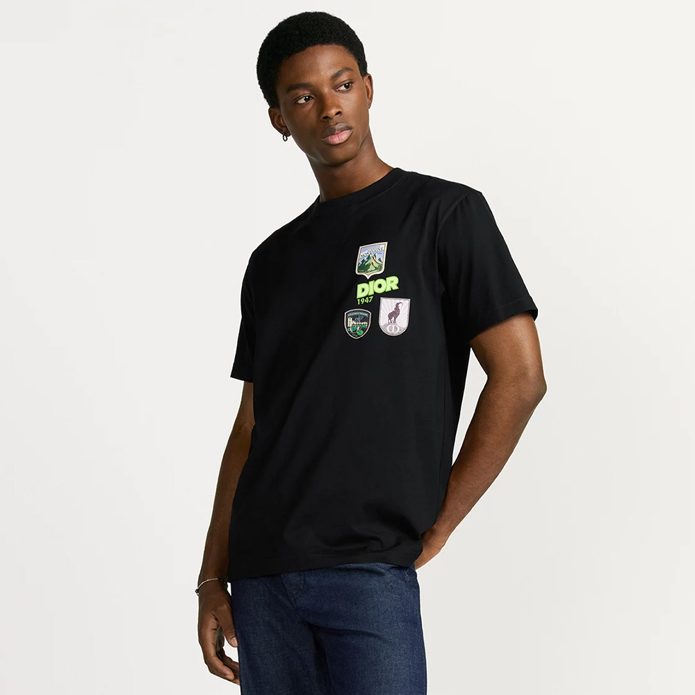 NIGO DIOR Dior Mountain T-Shirt Relaxed Fit Black Cotton Jersey #nigo375559
