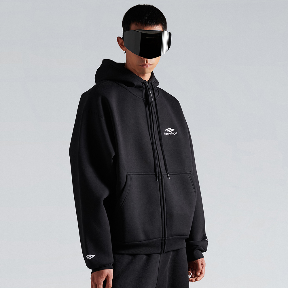 NIGO Balenciaga 3b Sports Icon Zip-up Hoodie in Washed Black White #nigo375599