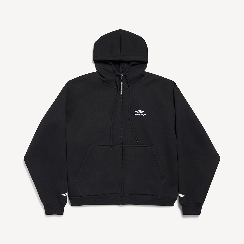 NIGO Balenciaga 3b Sports Icon Zip-up Hoodie in Washed Black White #nigo375599
